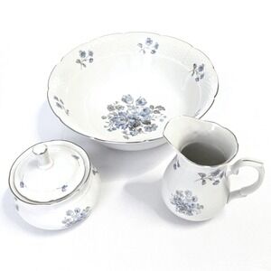 Fine Bohemian China Rhineland Rose Bowl Sugar Creamer Czechoslovakia 3-Peice Set